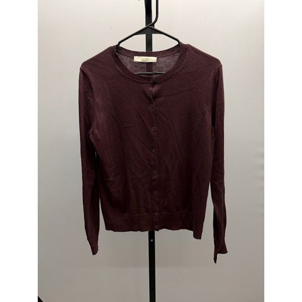 LOFT Maroon Wool Blend Cardigan Sweater